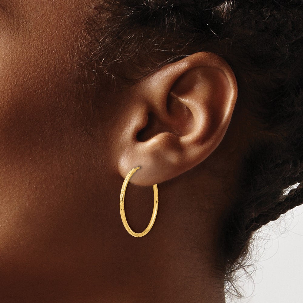 14k Yellow Gold 1.5 mm Endless Hoop Earrings (0.99 grams)