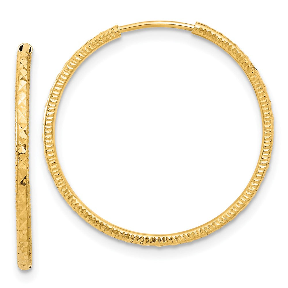 14k Yellow Gold 1.5 mm Endless Hoop Earrings (0.99 grams)
