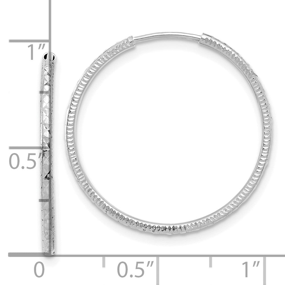 14k White Gold 1.5 mm Endless Hoop Earrings (0.93 grams)