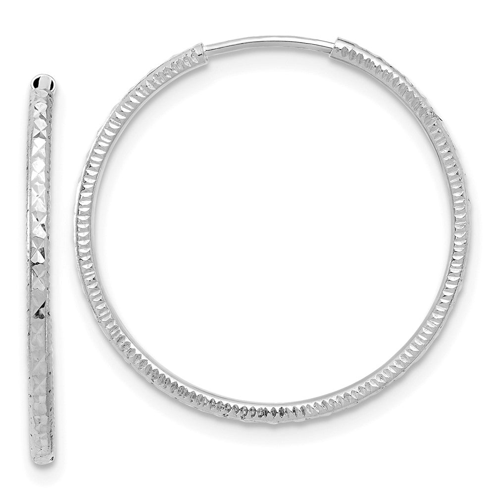 14k White Gold 1.5 mm Endless Hoop Earrings (0.93 grams)