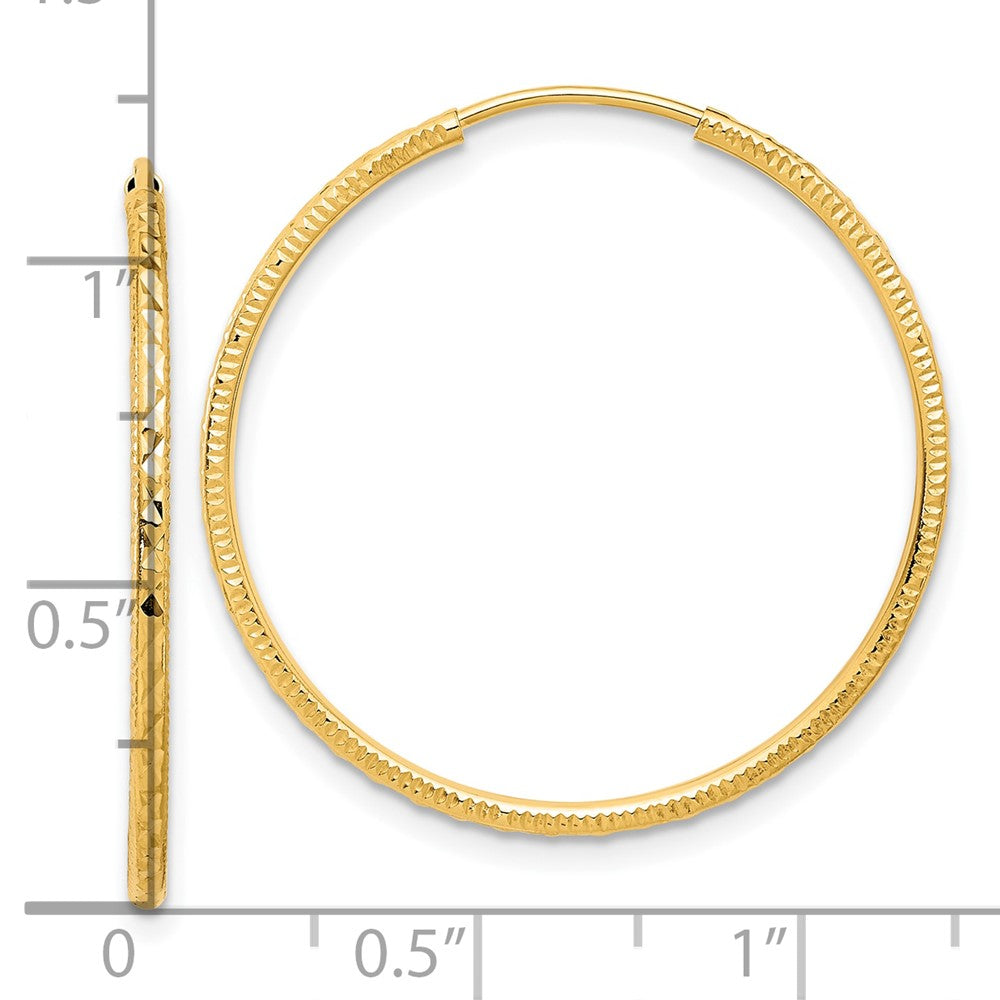 14k Yellow Gold 1.5 mm Endless Hoop Earrings (1.18 grams)