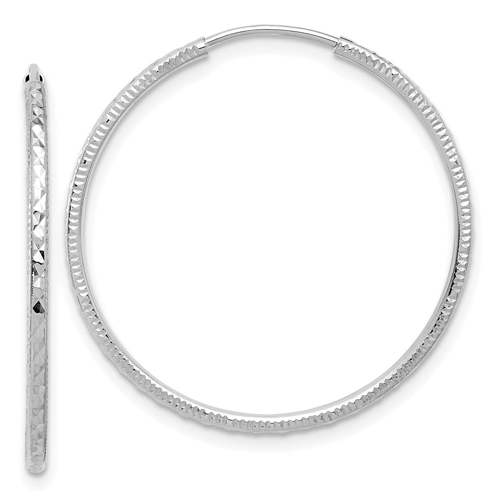 14k White Gold 1.5 mm Endless Hoop Earrings (1.07 grams)