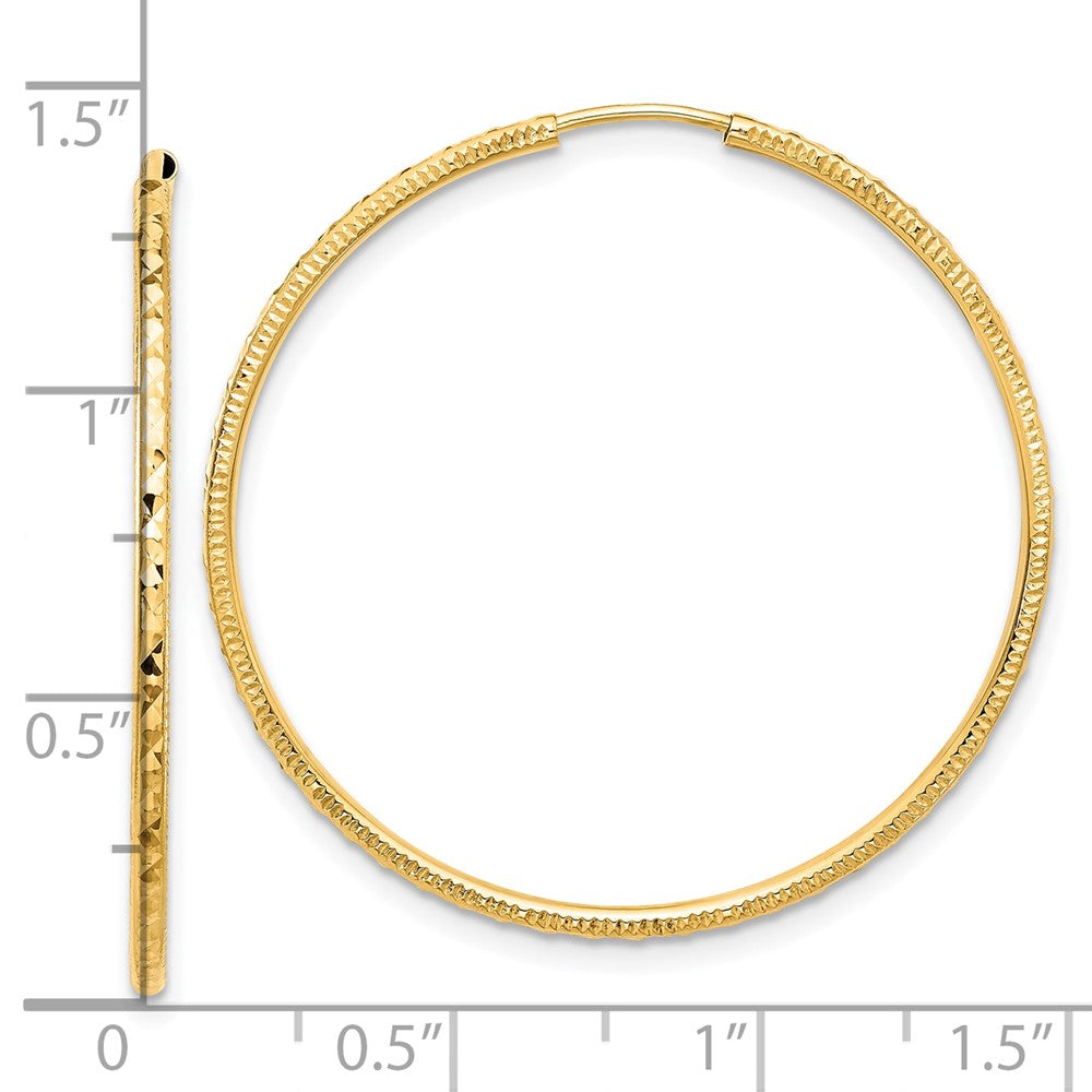 14k Yellow Gold 1.5 mm Endless Hoop Earrings (1.32 grams)
