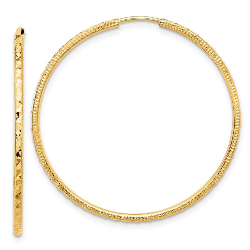 14k Yellow Gold 1.5 mm Endless Hoop Earrings (1.32 grams)