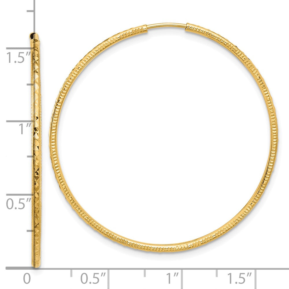 14k Yellow Gold 1.5 mm Endless Hoop Earrings (1.46 grams)