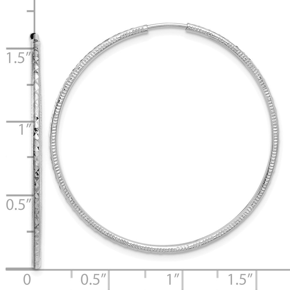 14k White Gold 1.5 mm Endless Hoop Earrings (1.53 grams)