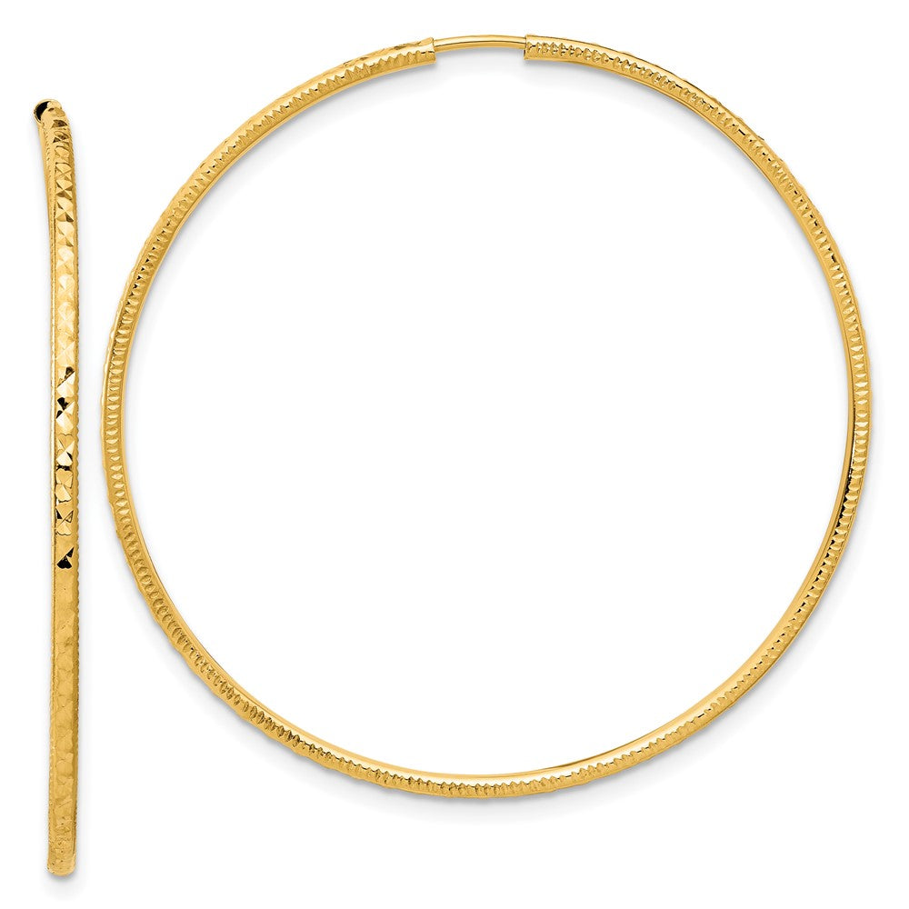 14k Yellow Gold 1.5 mm Endless Hoop Earrings (1.71 grams)