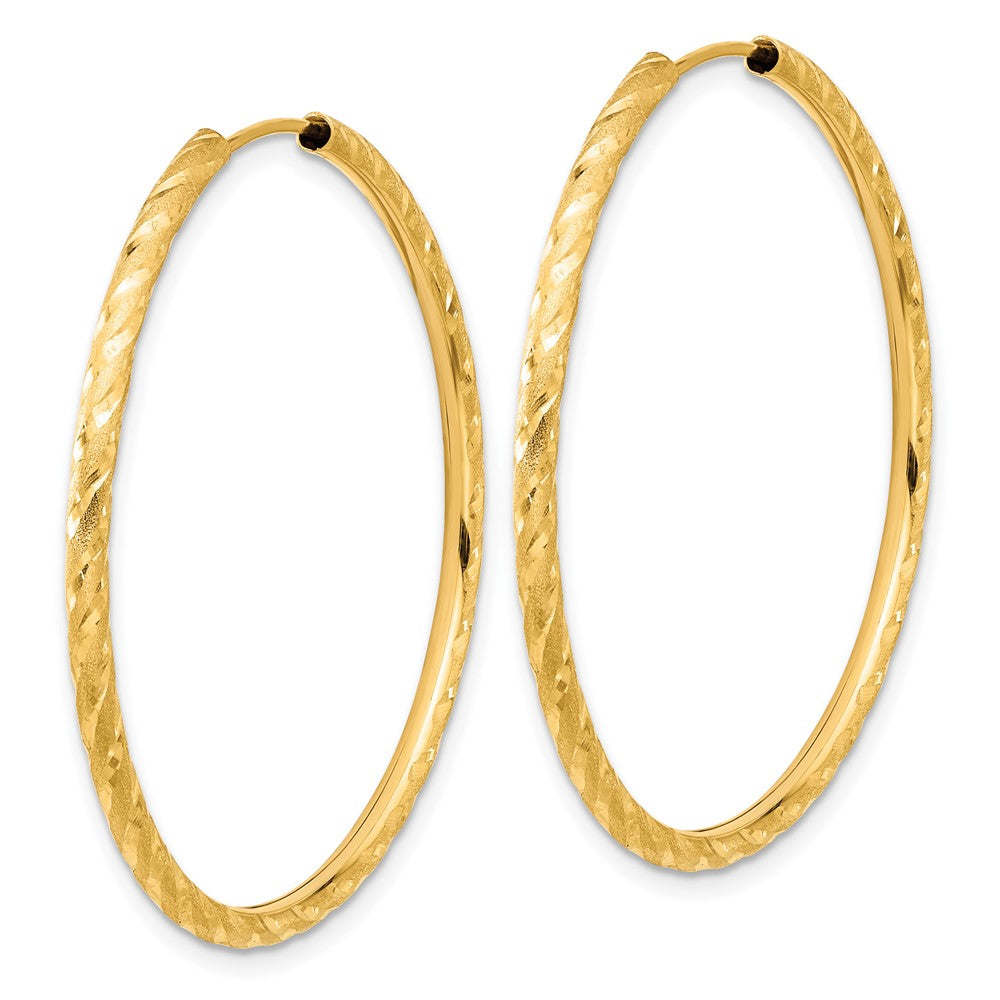 14k Yellow Gold 2 mm Endless Hoop Earrings (2.07 grams)