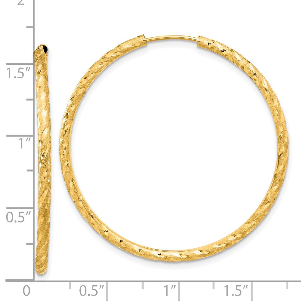 14k Yellow Gold 2 mm Endless Hoop Earrings (2.07 grams)