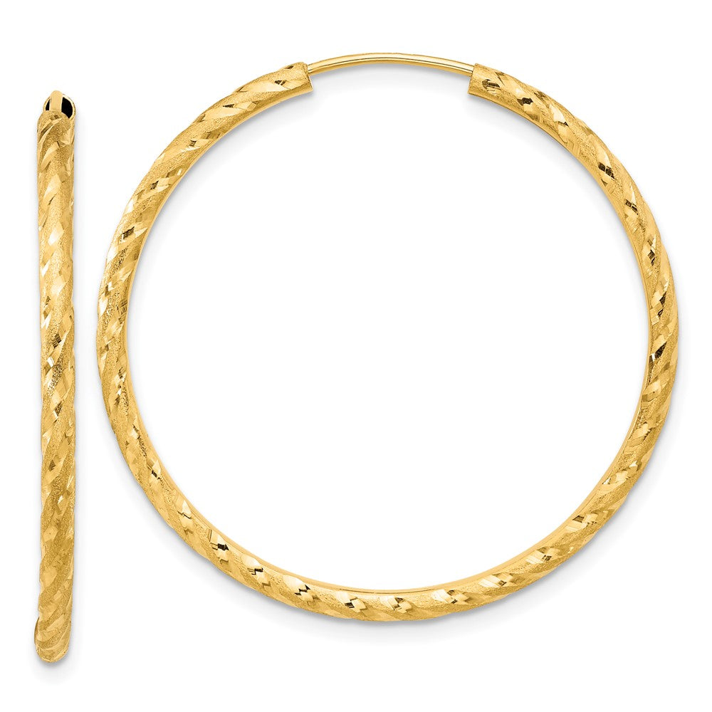 14k Yellow Gold 2 mm Endless Hoop Earrings (1.81 grams)