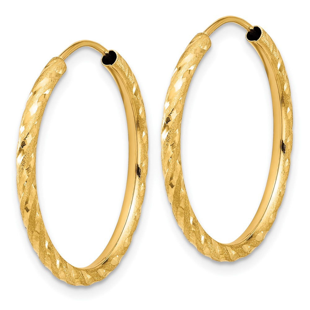 14k Yellow Gold 2 mm Endless Hoop Earrings (1.26 grams)