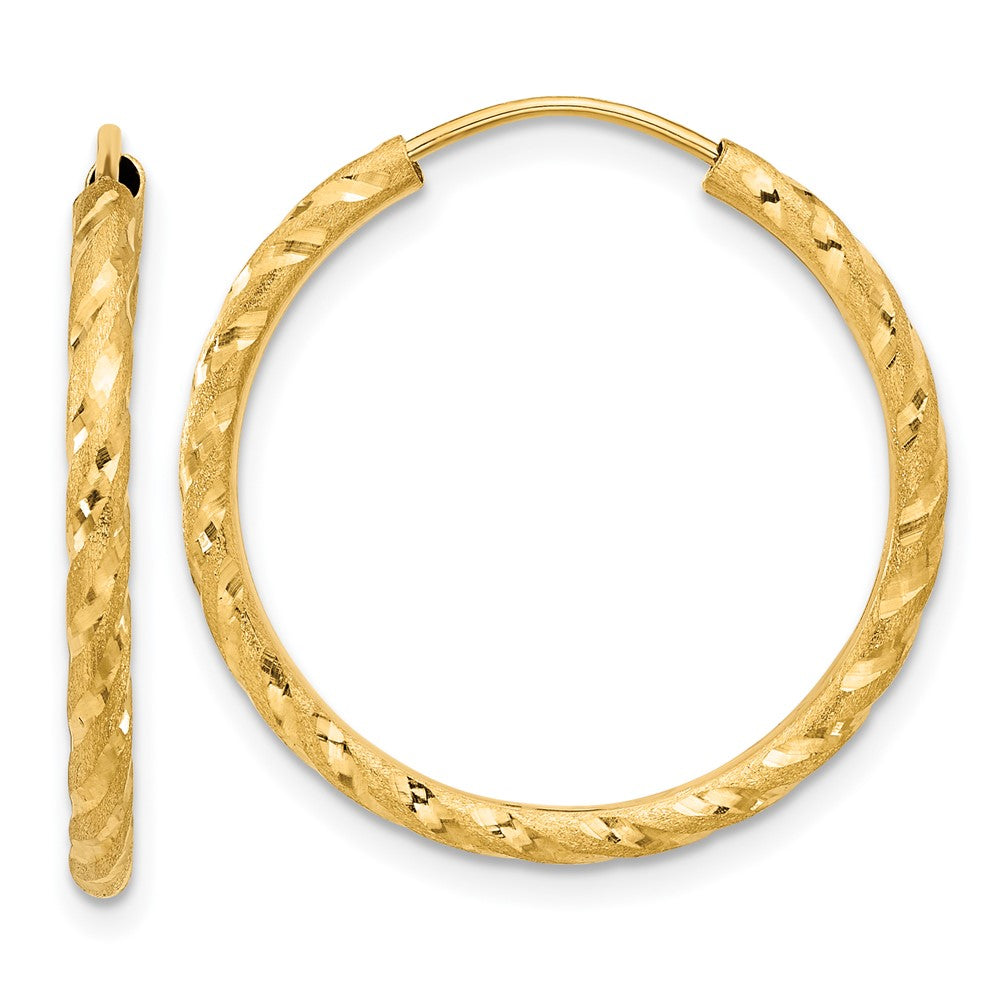 14k Yellow Gold 2 mm Endless Hoop Earrings (1.26 grams)