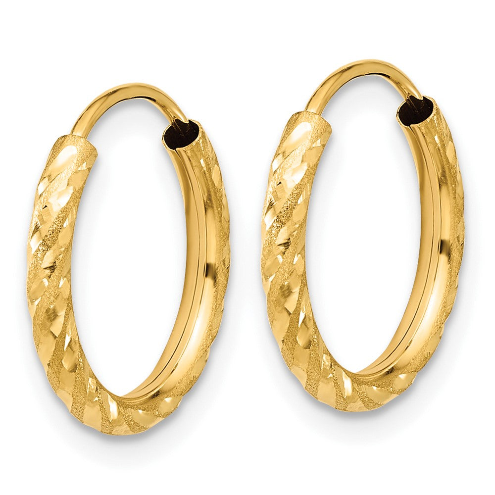 14k Yellow Gold 2 mm Endless Hoop Earrings (0.65 grams)