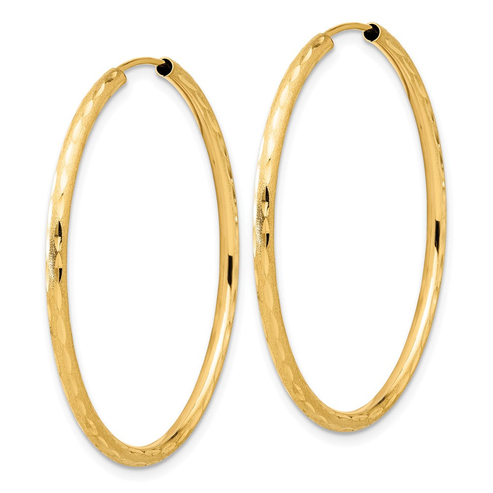 14k Yellow Gold 2 mm Endless Hoop Earrings (1.97 grams)