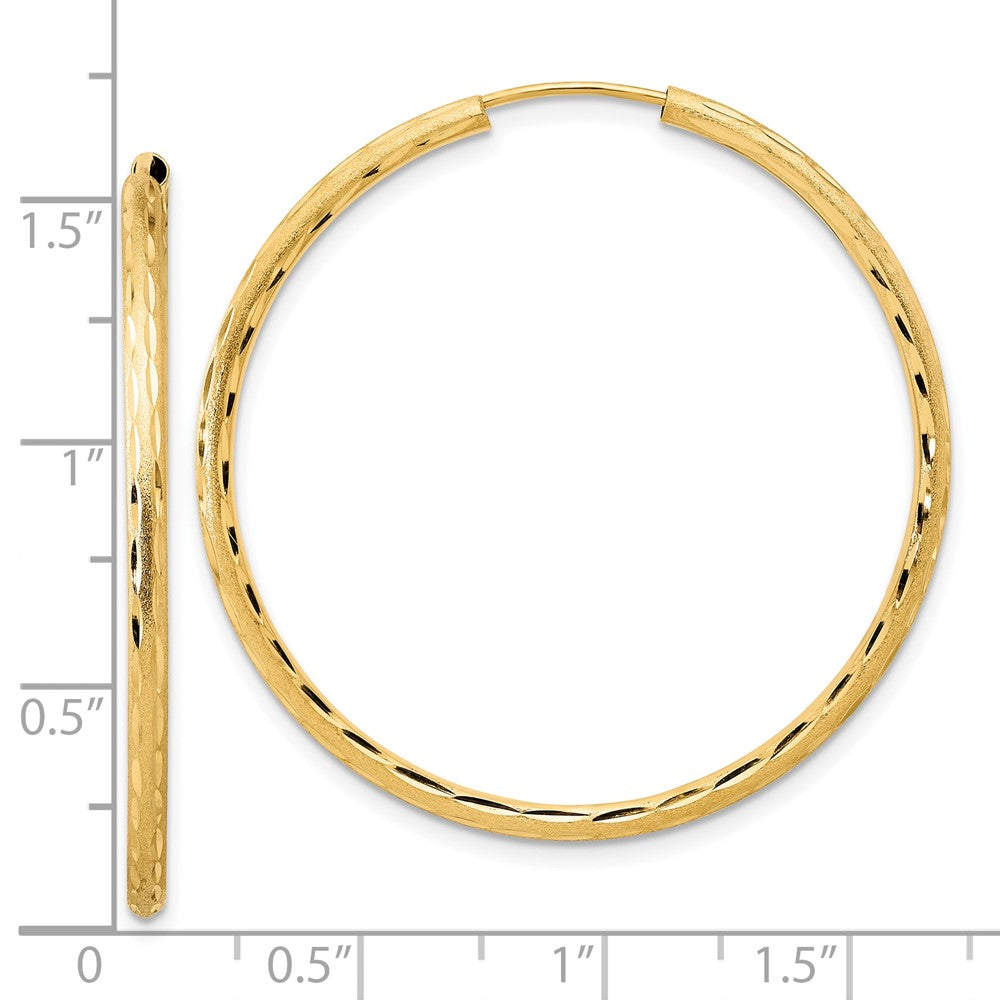 14k Yellow Gold 2 mm Endless Hoop Earrings (1.97 grams)