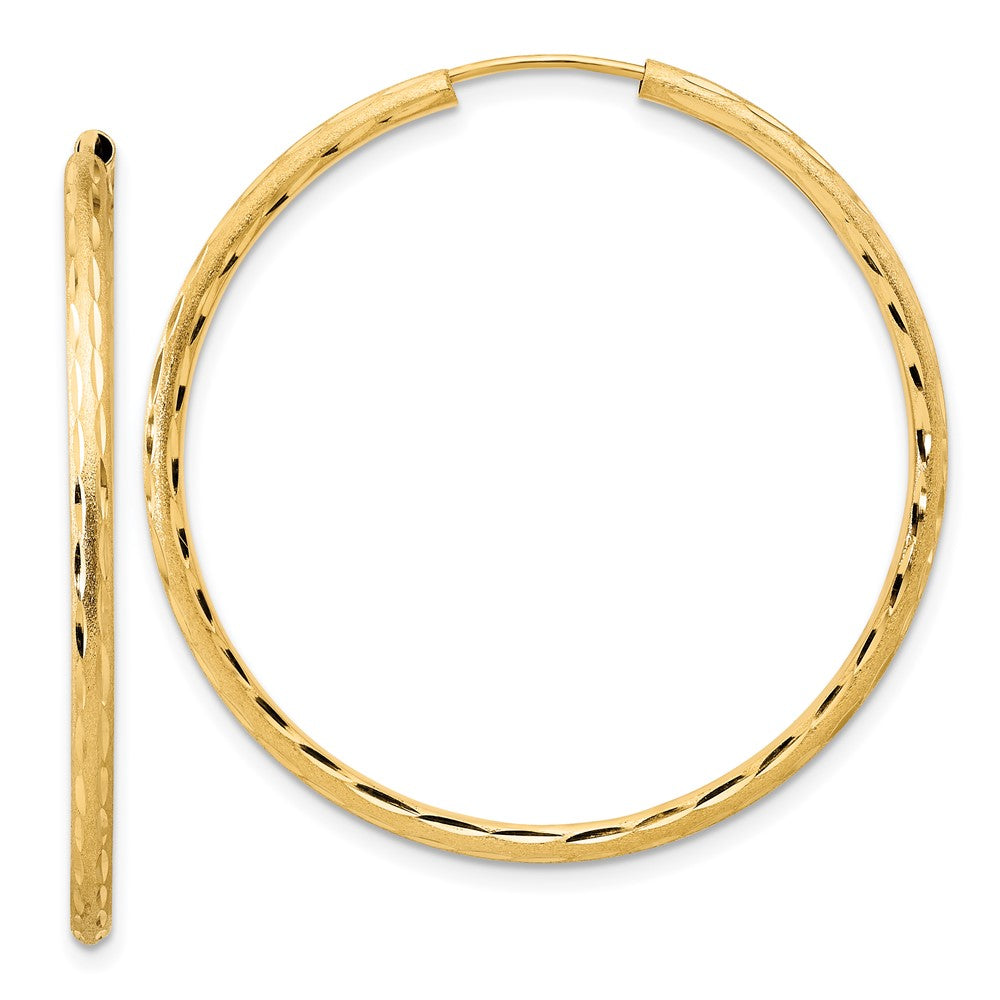 14k Yellow Gold 2 mm Endless Hoop Earrings (1.97 grams)