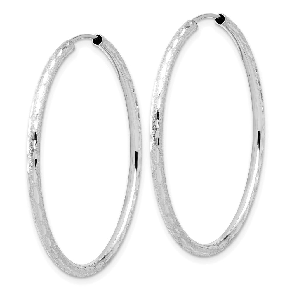 14k White Gold 2 mm Endless Hoop Earrings (2.05 grams)