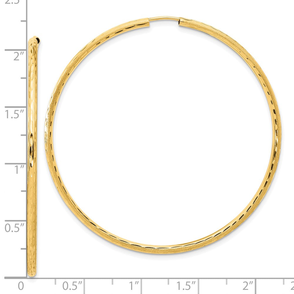 14k Yellow Gold 2 mm Endless Hoop Earrings (2.85 grams)
