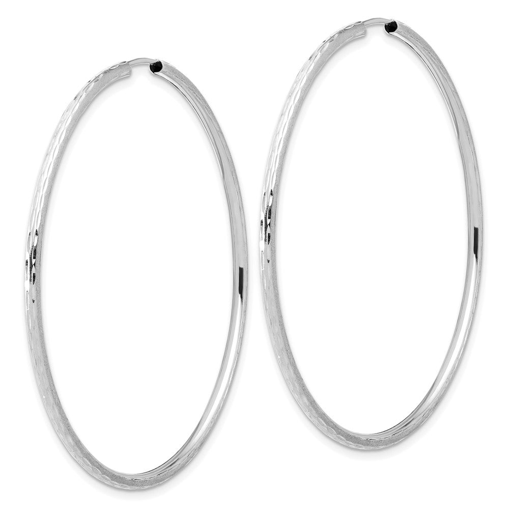 14k White Gold 2 mm Endless Hoop Earrings (2.73 grams)