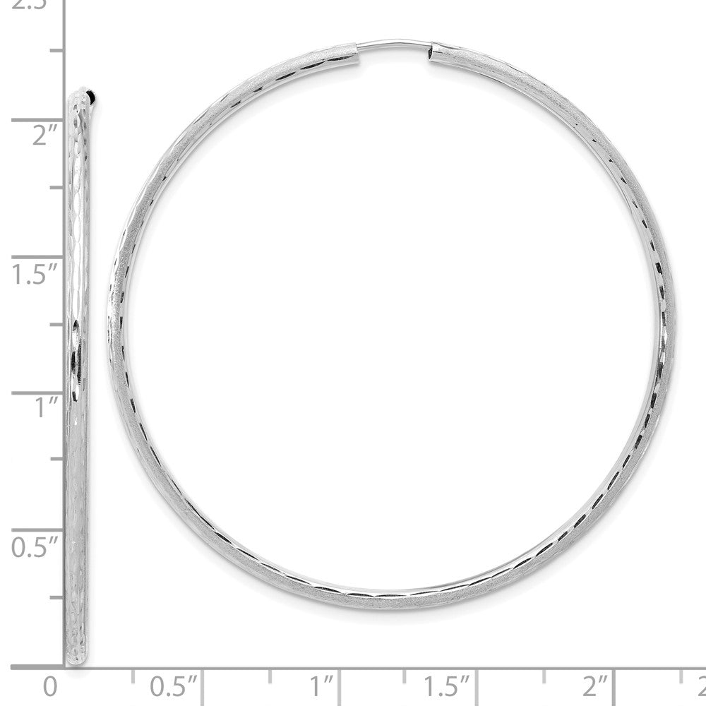 14k White Gold 2 mm Endless Hoop Earrings (2.73 grams)
