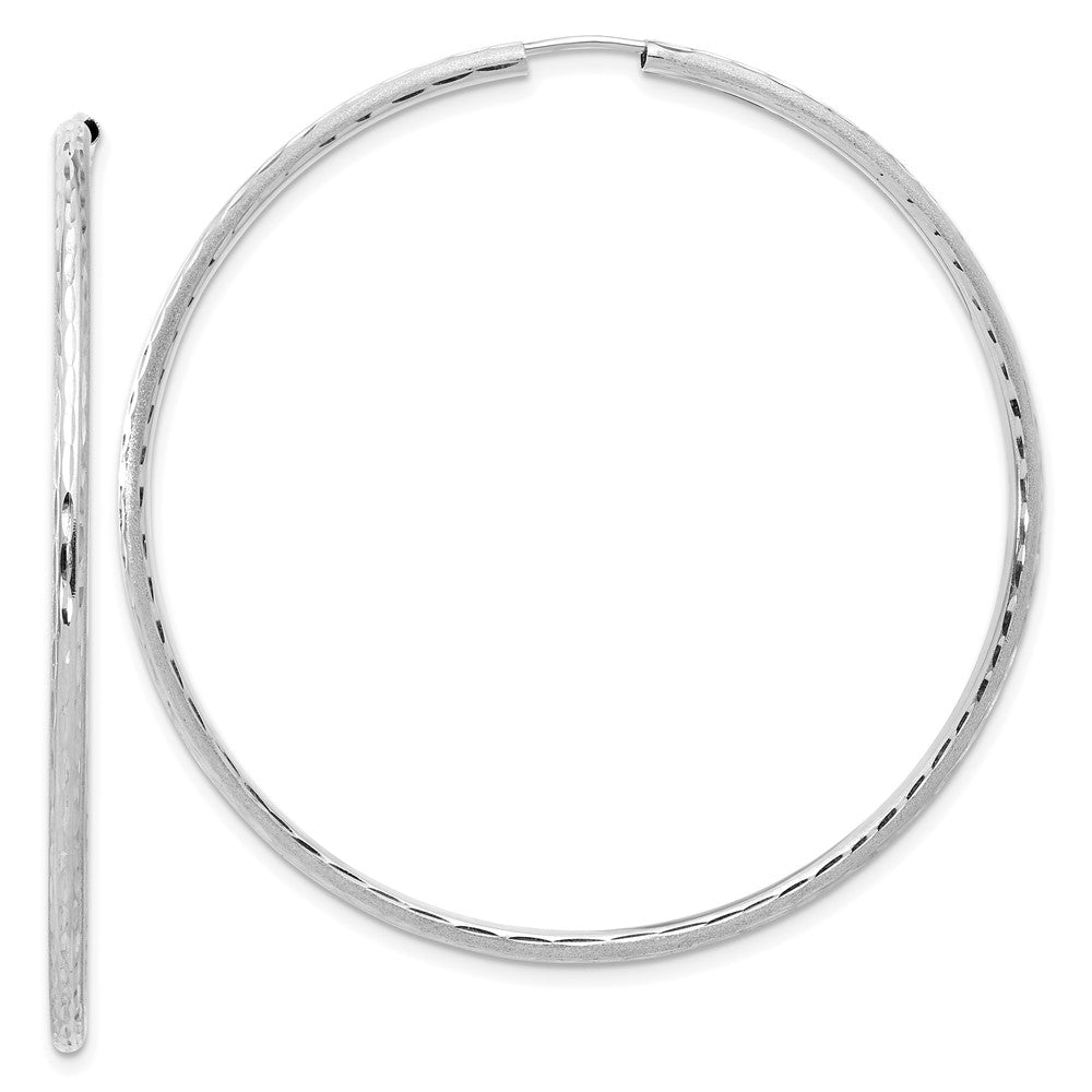 14k White Gold 2 mm Endless Hoop Earrings (2.73 grams)