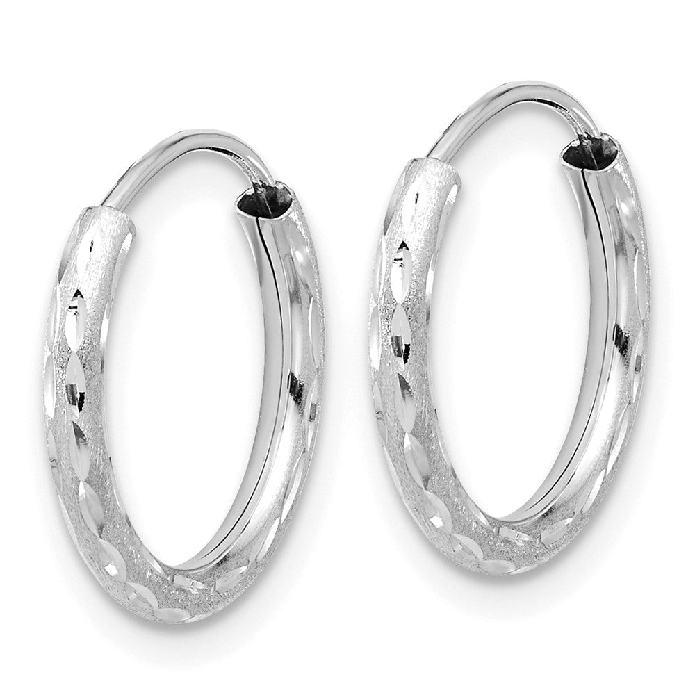 14k White Gold 2 mm Endless Hoop Earrings (0.67 grams)