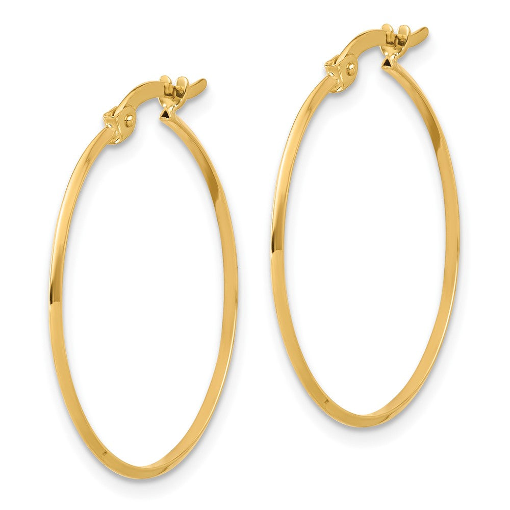 14k Yellow Gold 28 mm Polished Knife Edge Hoop Earrings (1.08 grams)