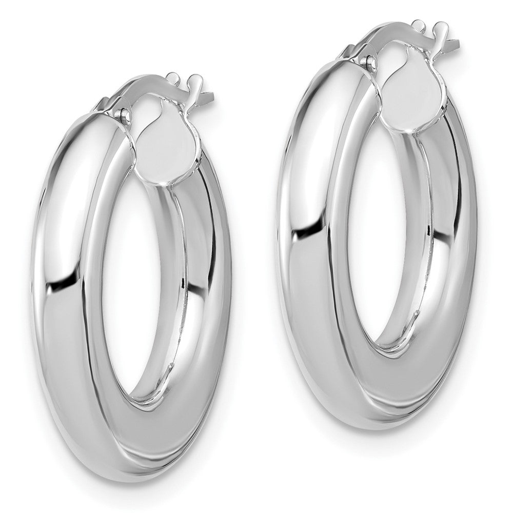 14k White Gold 20.5 mm Polished Tube Hoop Earrings (1.98 grams)