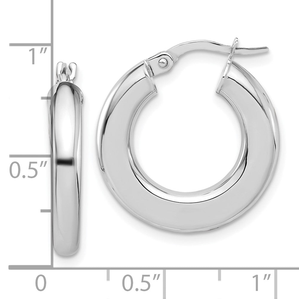 14k White Gold 20.5 mm Polished Tube Hoop Earrings (1.98 grams)