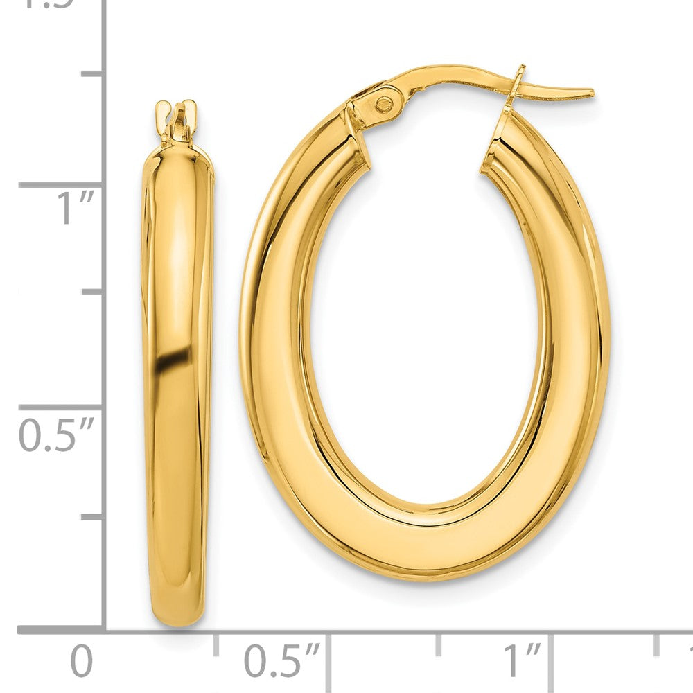 14k Yellow Gold 21.3 mm Polished Tube Oval Hoop Earrings (2.51 grams)