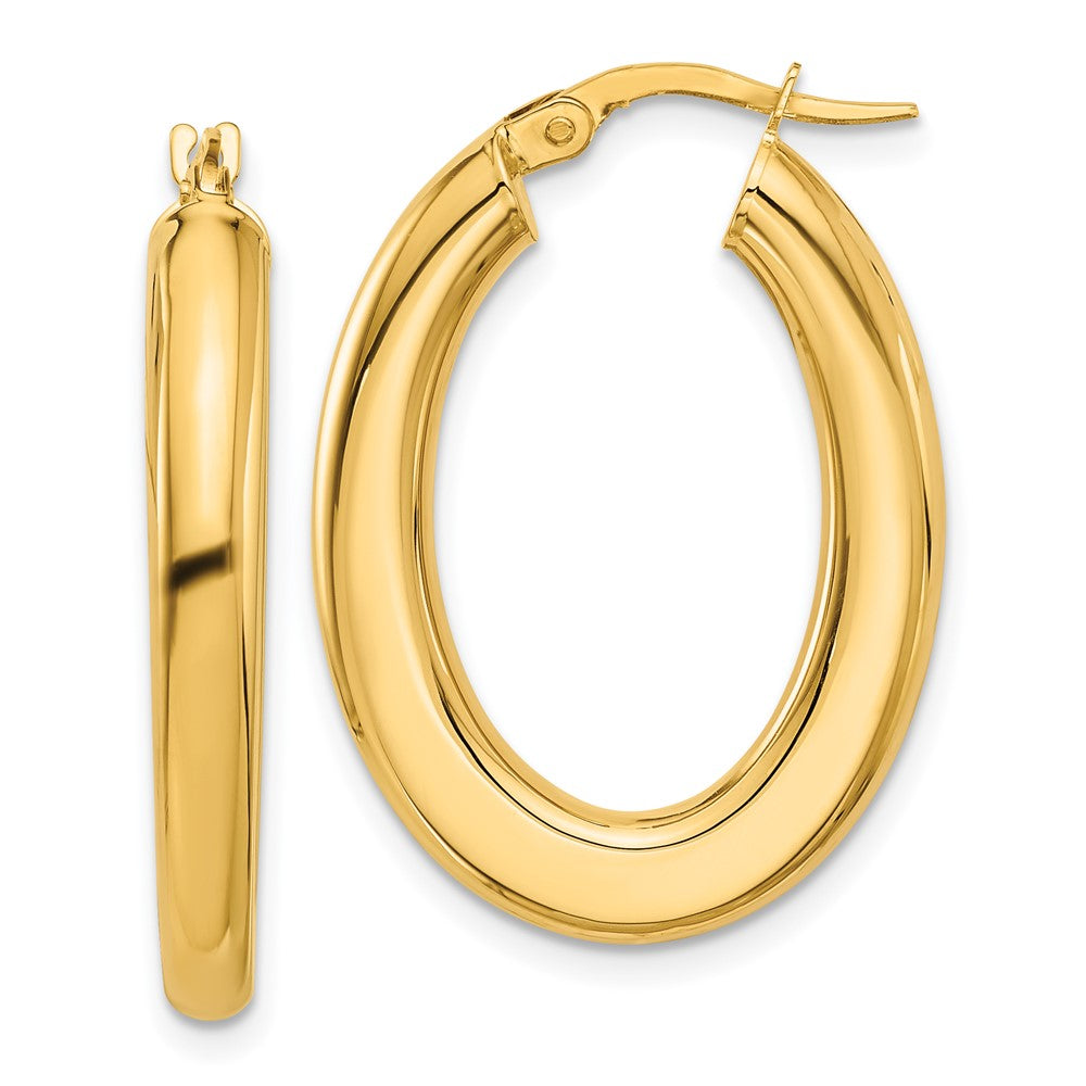 14k Yellow Gold 21.3 mm Polished Tube Oval Hoop Earrings (2.51 grams)