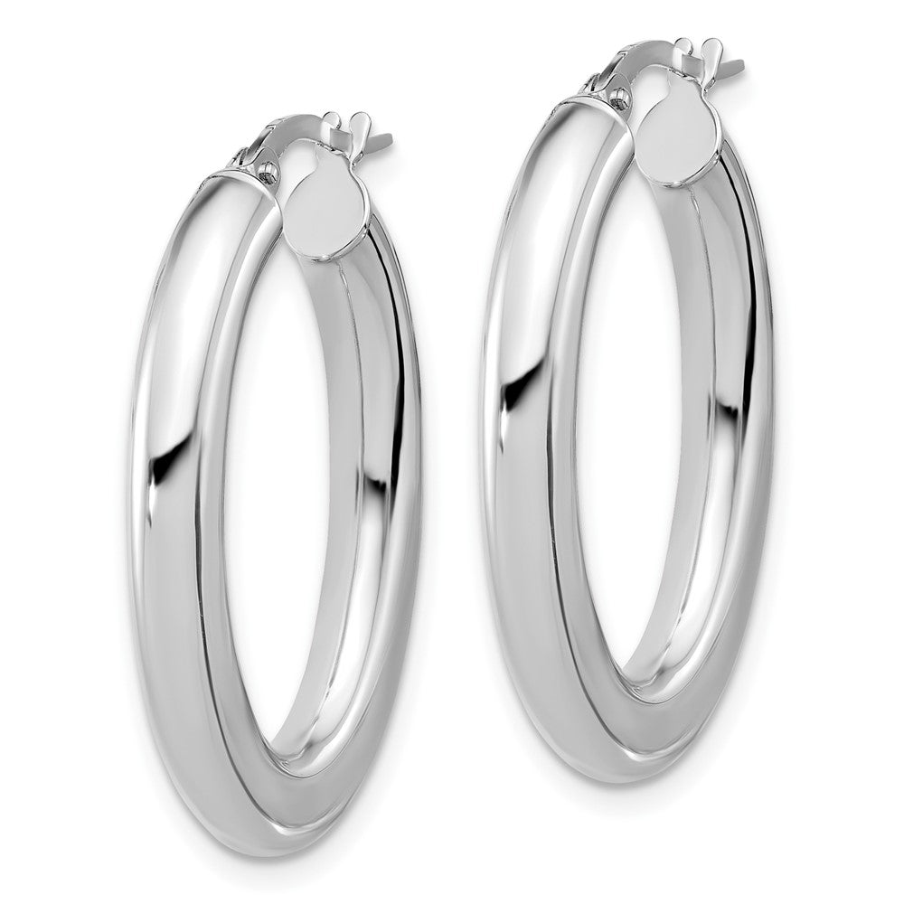14k White Gold 21.3 mm Polished Tube Oval Hoop Earrings (2.51 grams)