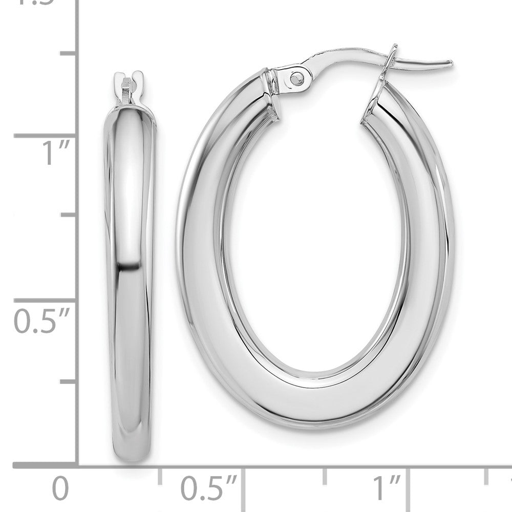 14k White Gold 21.3 mm Polished Tube Oval Hoop Earrings (2.51 grams)