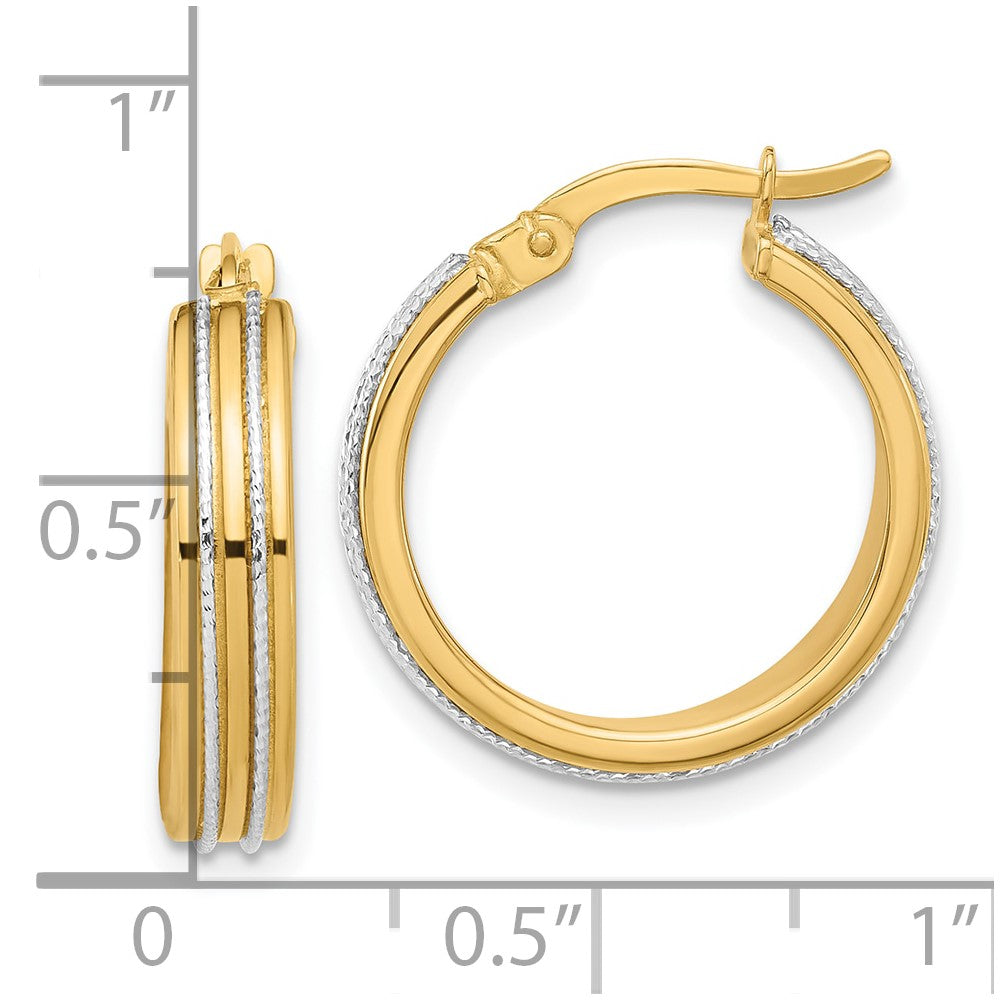 14k Two-tone 18.5 mm Two-tone Polished and Diamond-cut Hoop Earrings (2.17 grams)