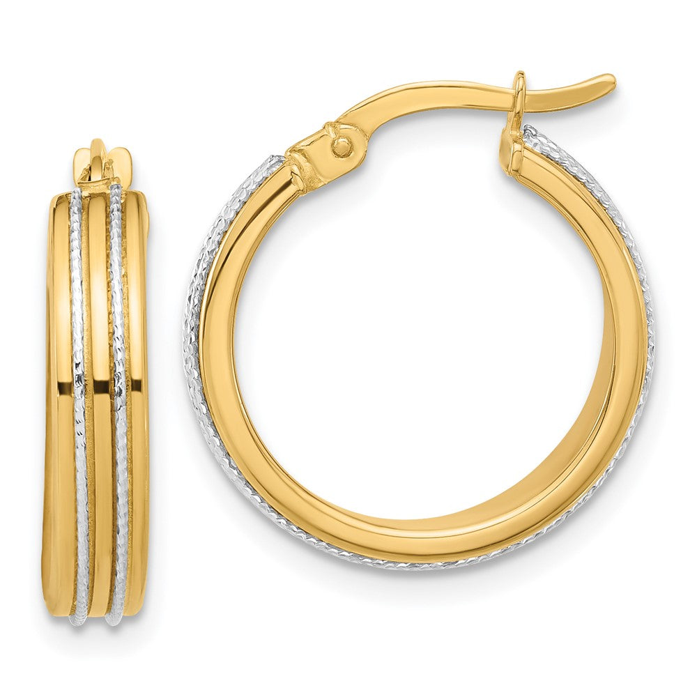 14k Two-tone 18.5 mm Two-tone Polished and Diamond-cut Hoop Earrings (2.17 grams)