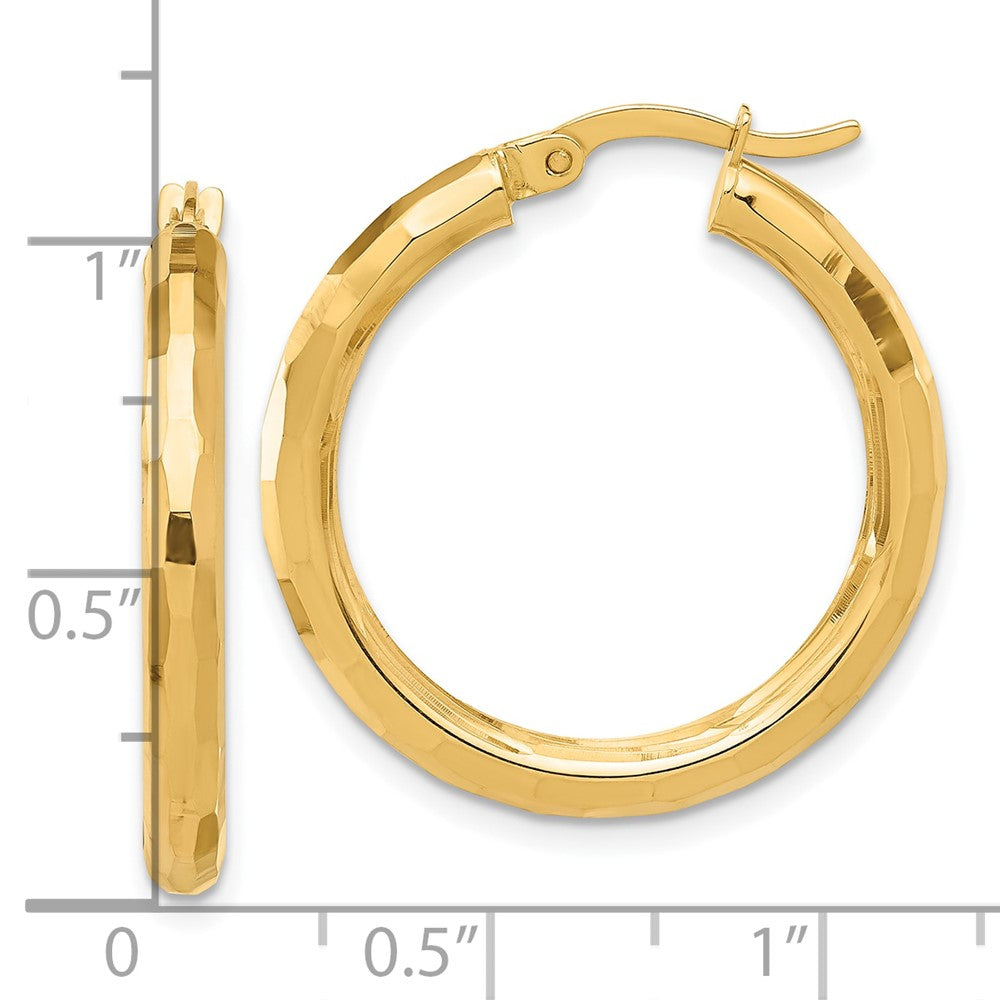 14k Yellow Gold 26 mm Polished and Diamond-cut Hoop Earrings (2.74 grams)