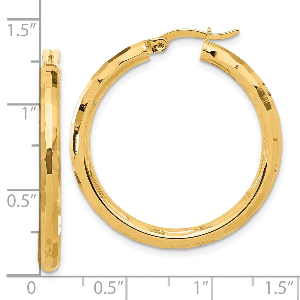 14k Yellow Gold 31.3 mm Polished and Diamond-cut Hoop Earrings (3.37 grams)