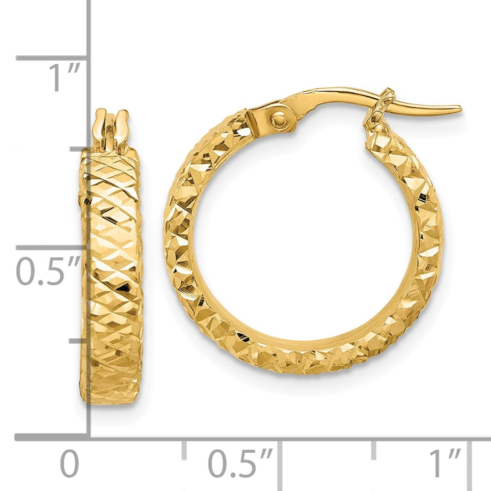 14k Yellow Gold 18.6 mm Diamond Cut Hoop Earrings (3.08 grams)