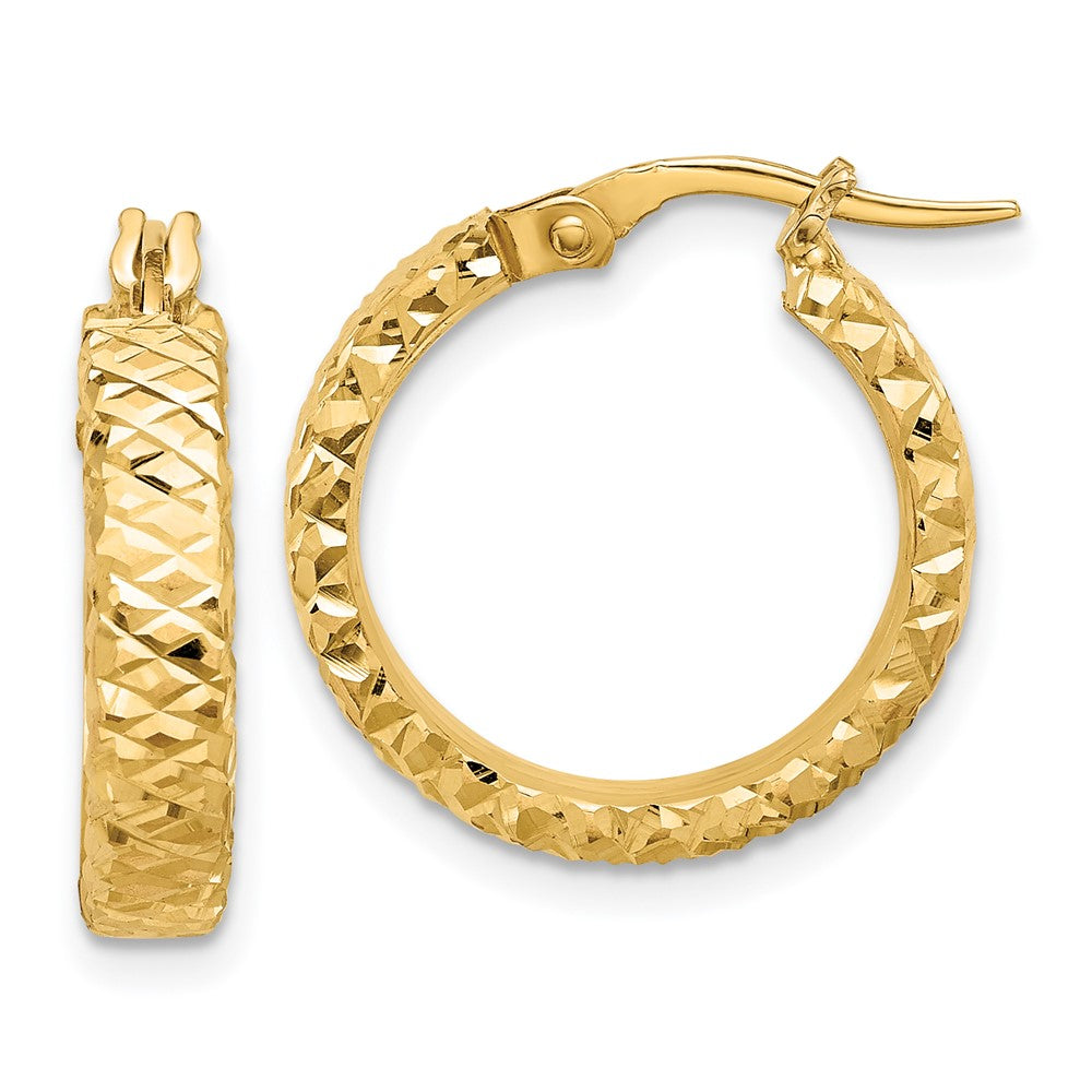 14k Yellow Gold 18.6 mm Diamond Cut Hoop Earrings (3.08 grams)