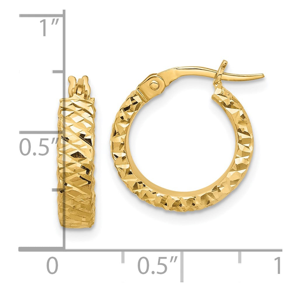 14k Yellow Gold 15.5 mm Diamond Cut Hoop Earrings (2.36 grams)