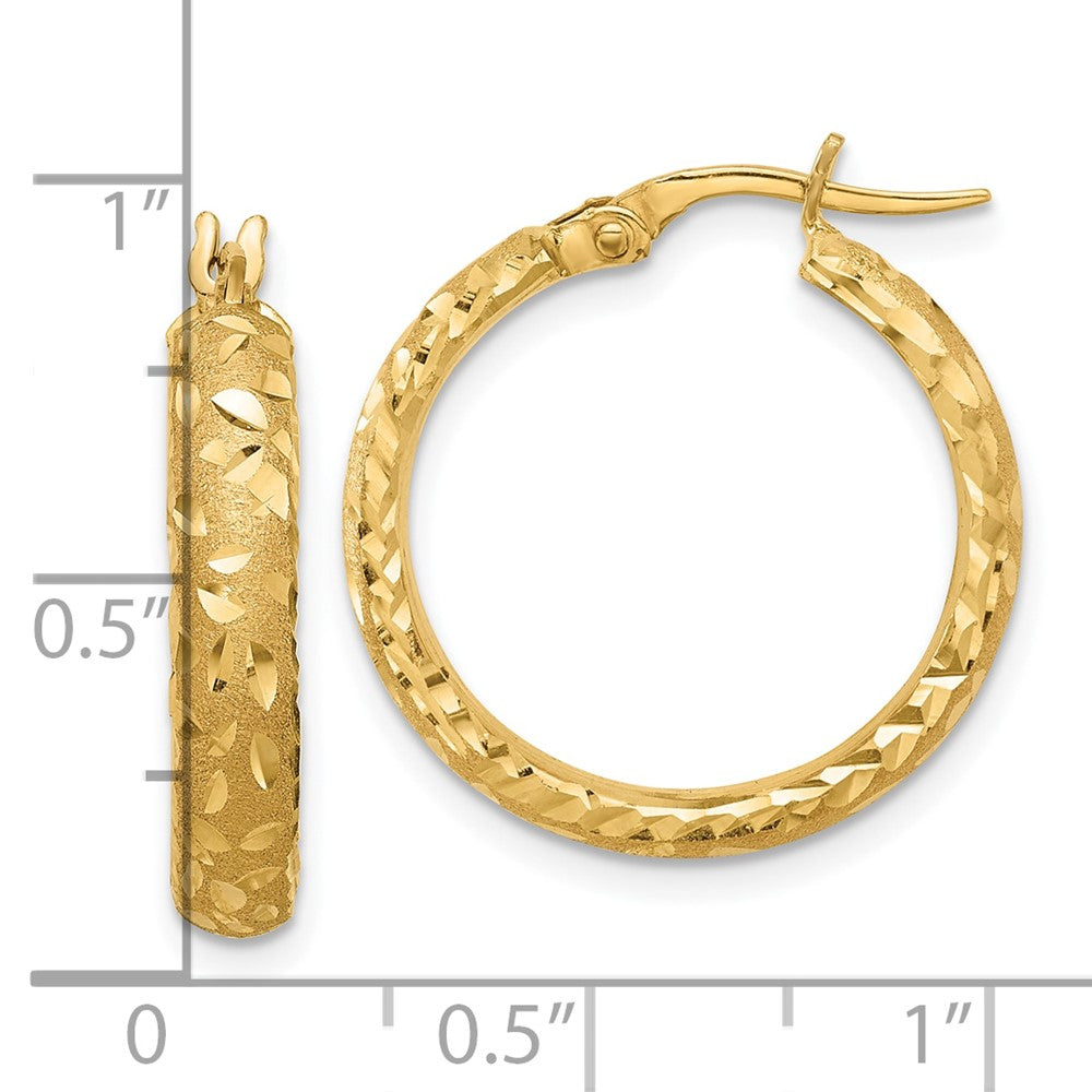 14k Yellow Gold 21.2 mm Diamond Cut Hoop Earrings (3.48 grams)