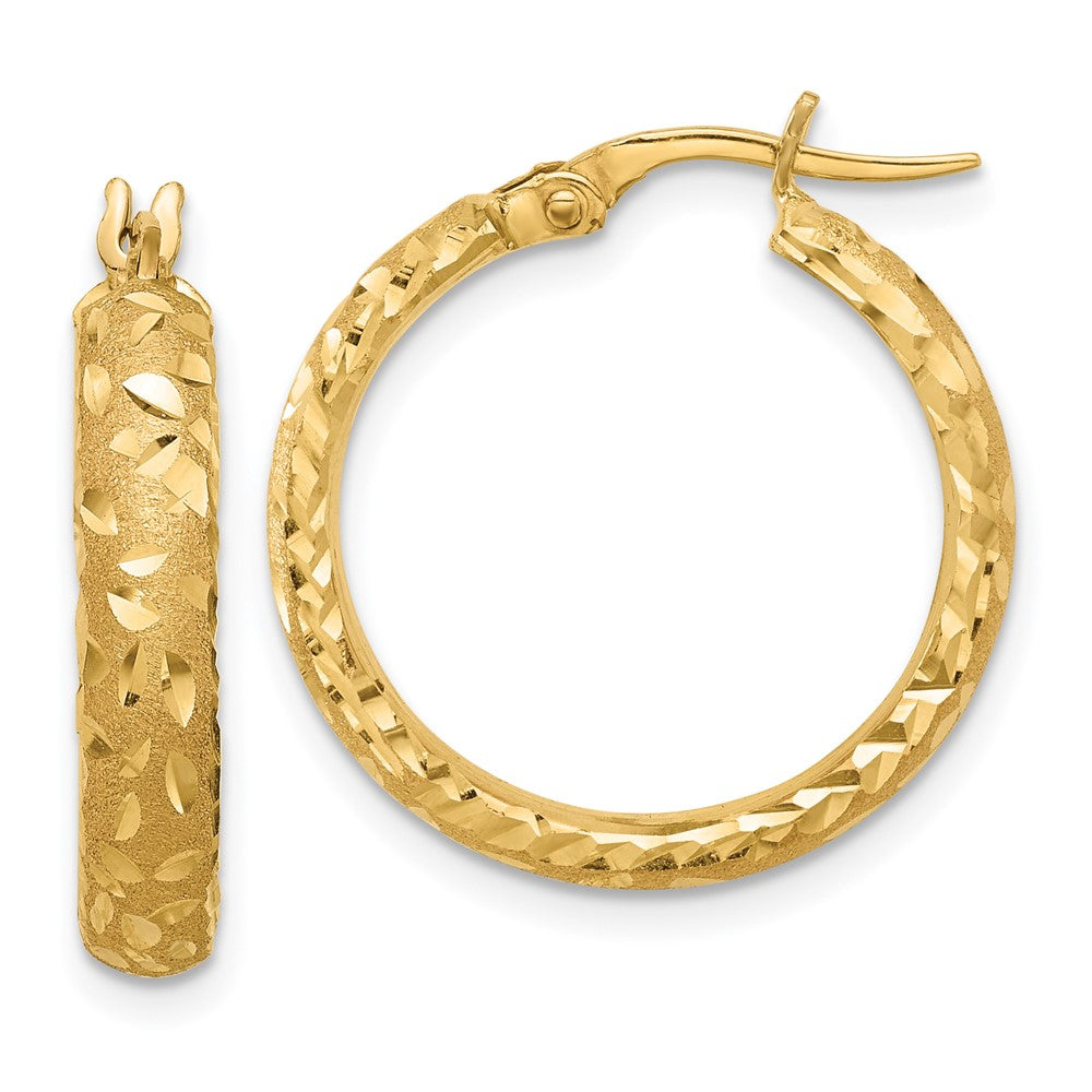14k Yellow Gold 21.2 mm Diamond Cut Hoop Earrings (3.48 grams)