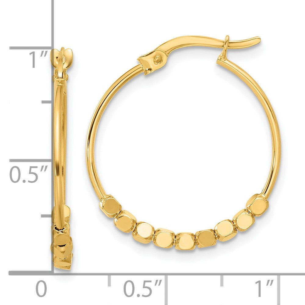14k Yellow Gold 22 mm Polished Beads Hoop Earrings (1.69 grams)