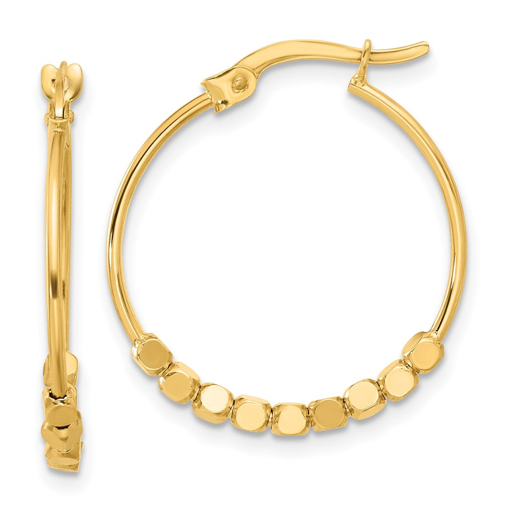 14k Yellow Gold 22 mm Polished Beads Hoop Earrings (1.69 grams)