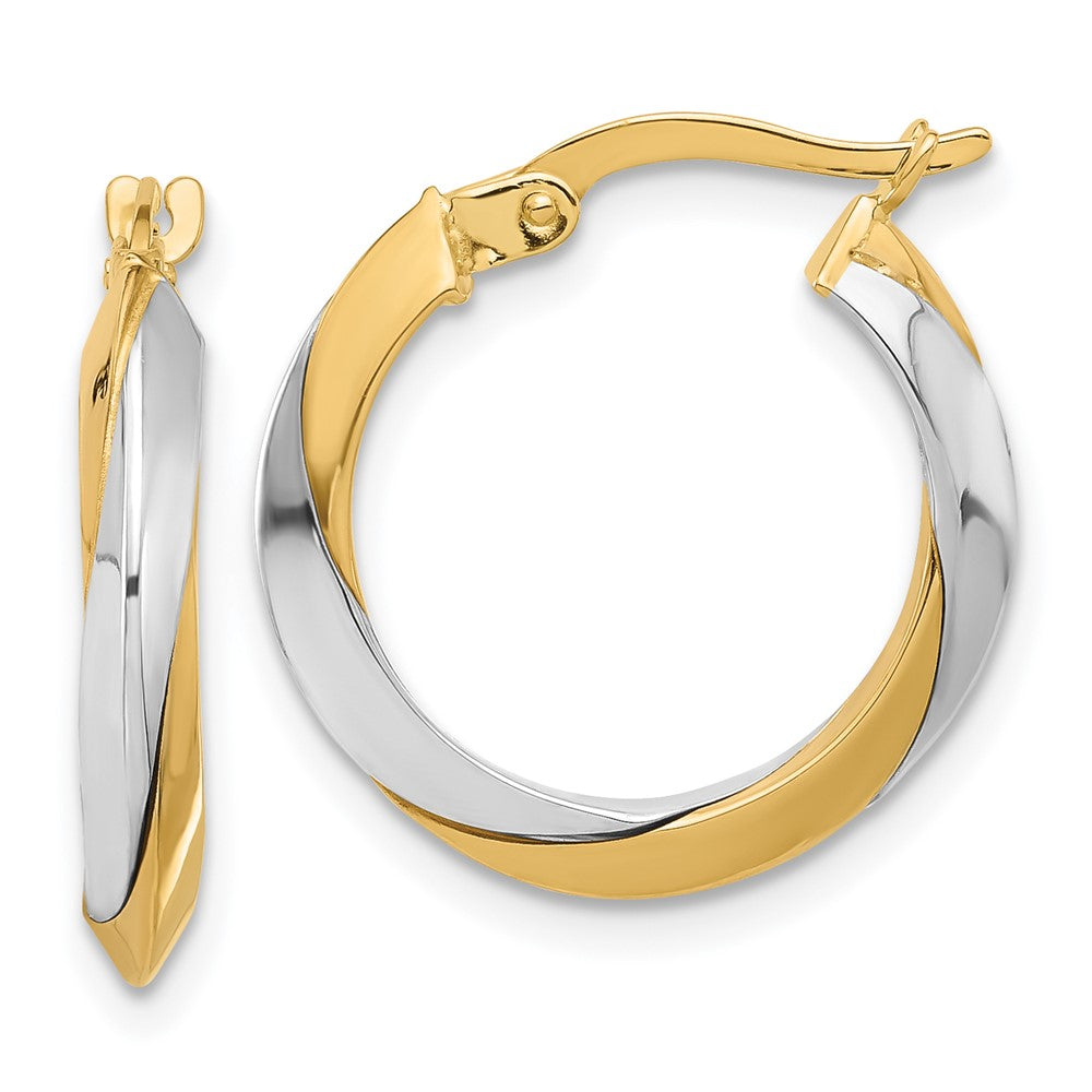 14k Two-tone 19.2 mm Two-tone Polished Twist Hoop Earrings (1.75 grams)
