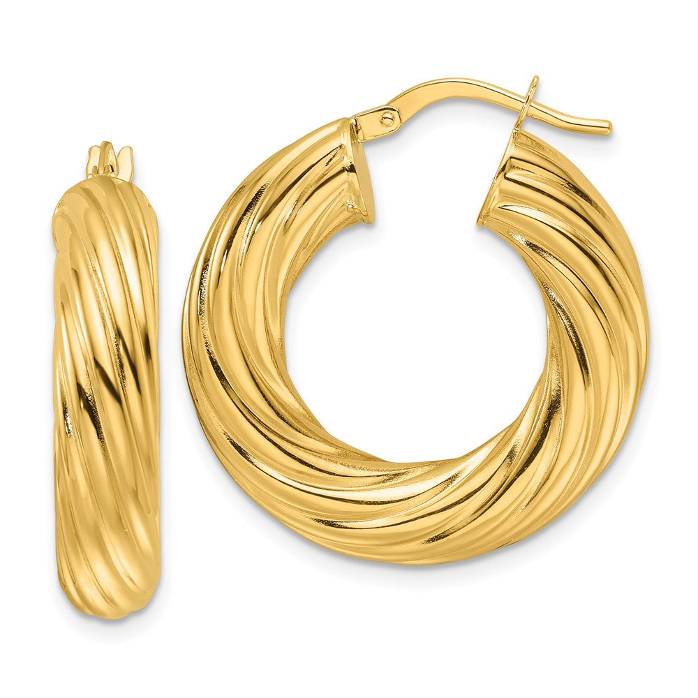 14k Yellow Gold 25.9 mm Hollow Round Hoop Earrings (4.23 grams)