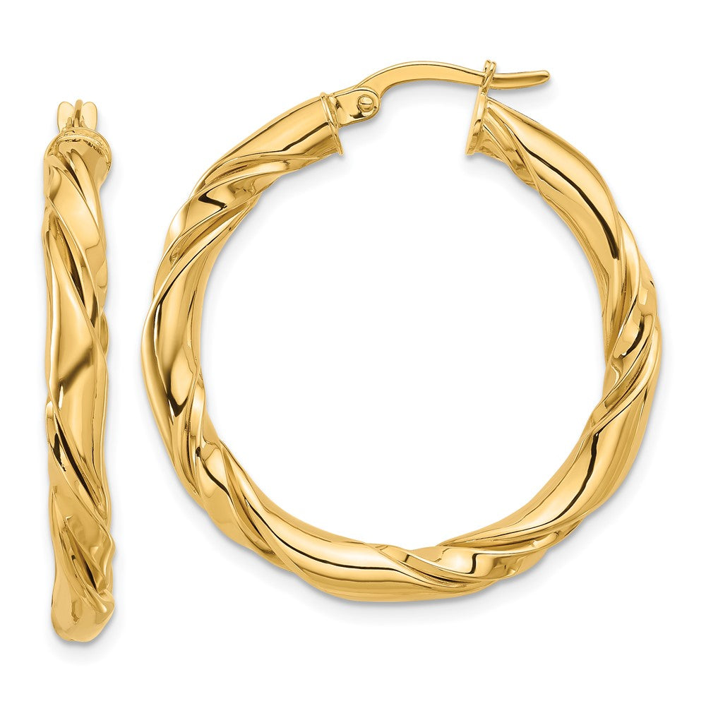 14k Yellow Gold 31.7 mm Polished Twisted Hoop Earrings (4.36 grams)