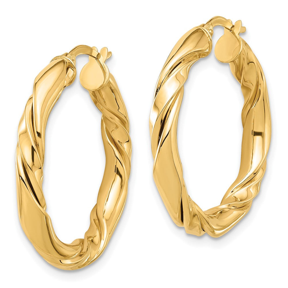 14k Yellow Gold 27.2 mm Polished Twisted Hoop Earrings (3.7 grams)
