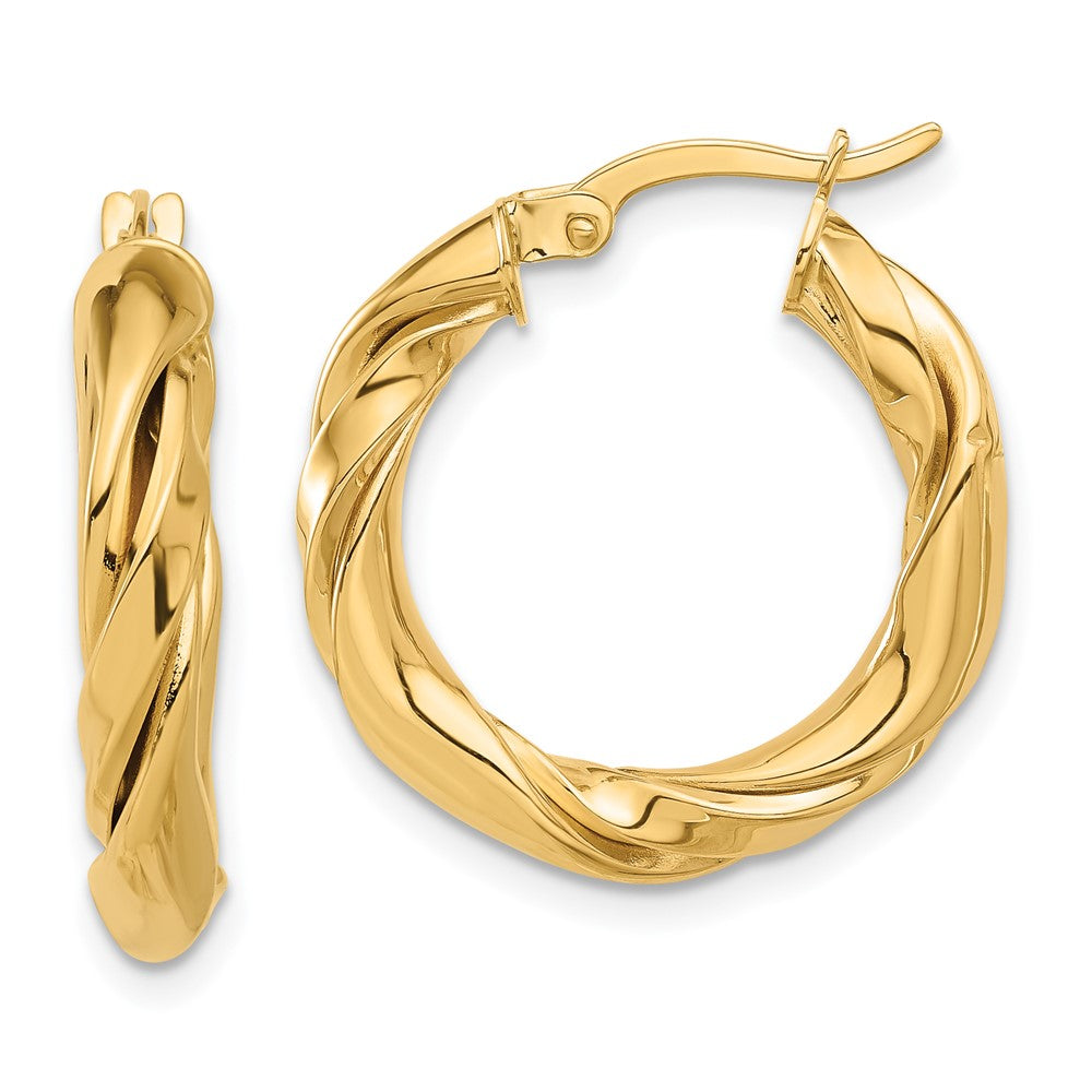 14k Yellow Gold 22 mm Polished Twisted Hoop Earrings (2.92 grams)