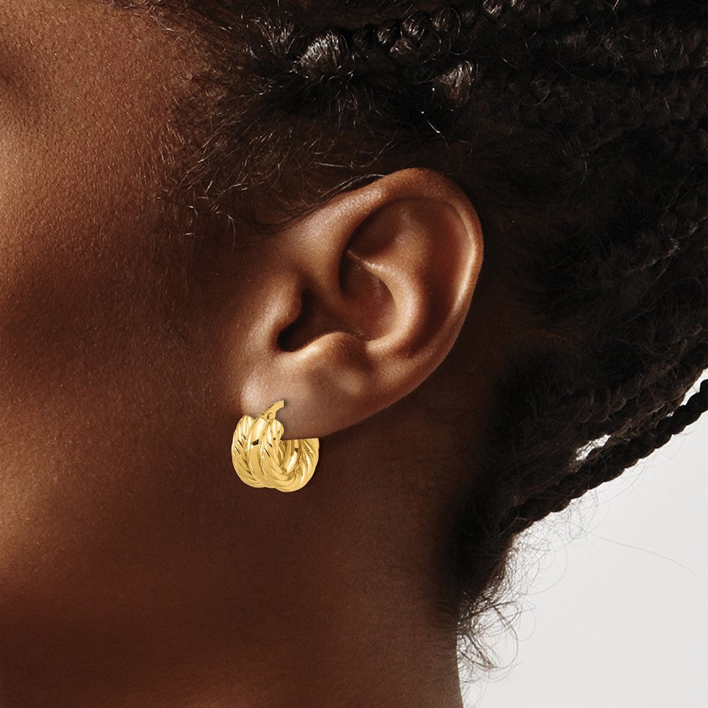 14k Yellow Gold 14.2 mm Polished and Twisted Hoop Earrings (2.88 grams)